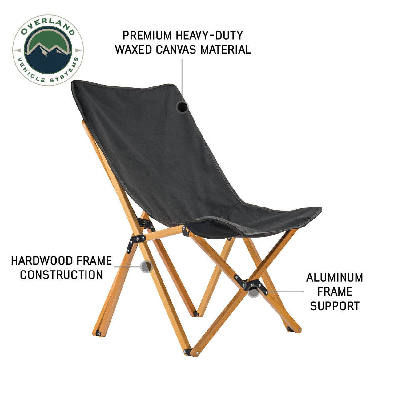 OVS Kick It Camp Chair - Wood Base & Storage Bag