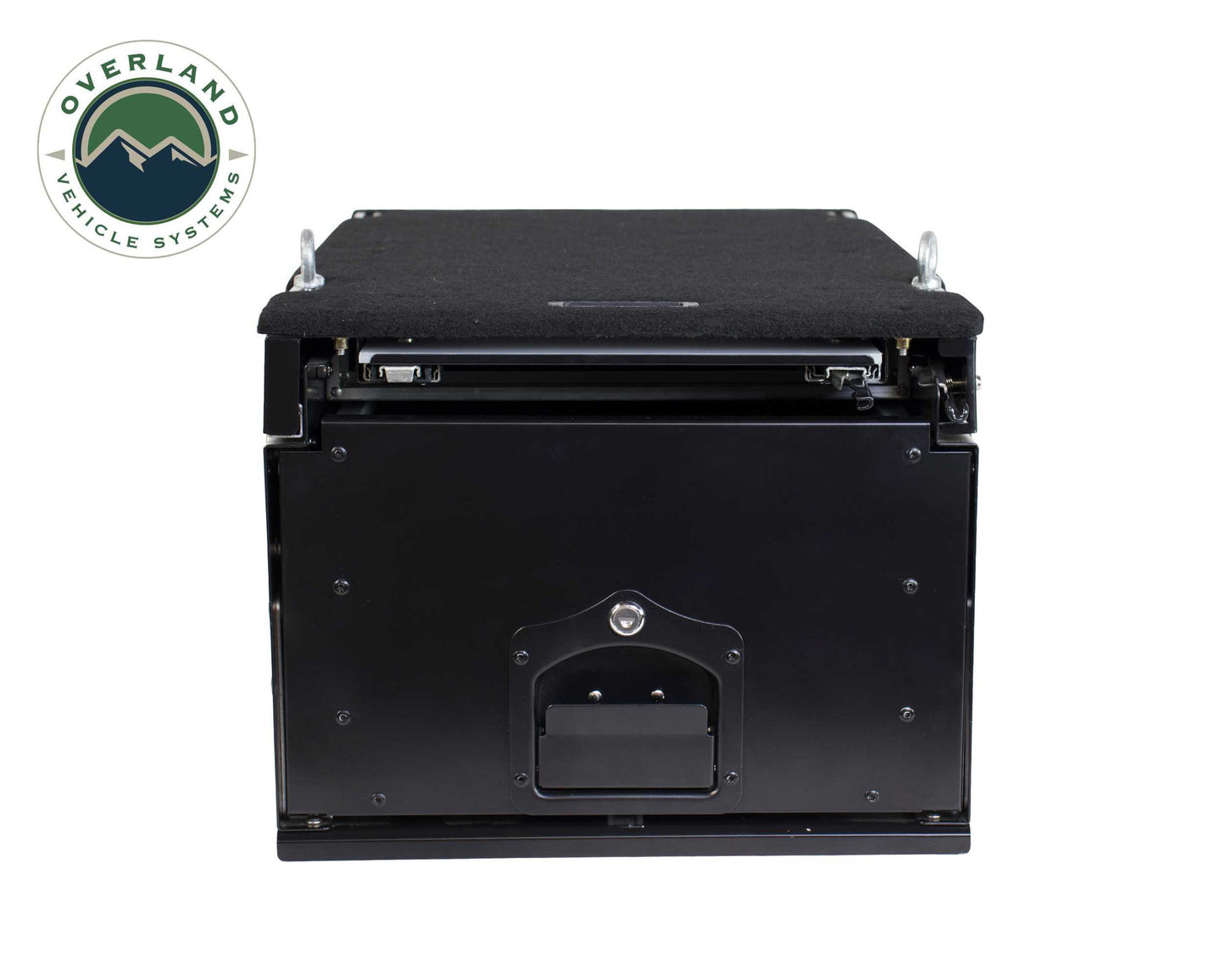 OVS Cargo Box With Slide Out Drawer & Working Station Size - Black Powder Coat