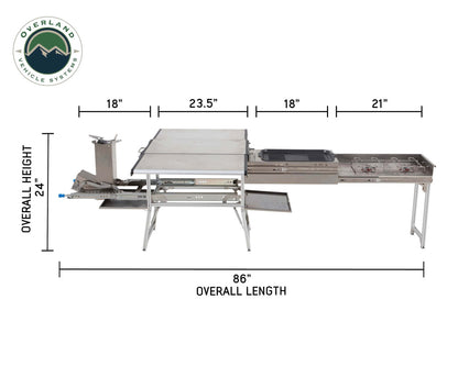 OVS Komodo Camp Kitchen - Dual Grill, Skillet, Rocket Tower, More - Stainless Steel