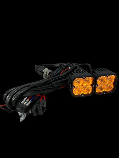 White Light Amber Backlit Race Series Offroad LED Pod Pair With Harness GG Lighting