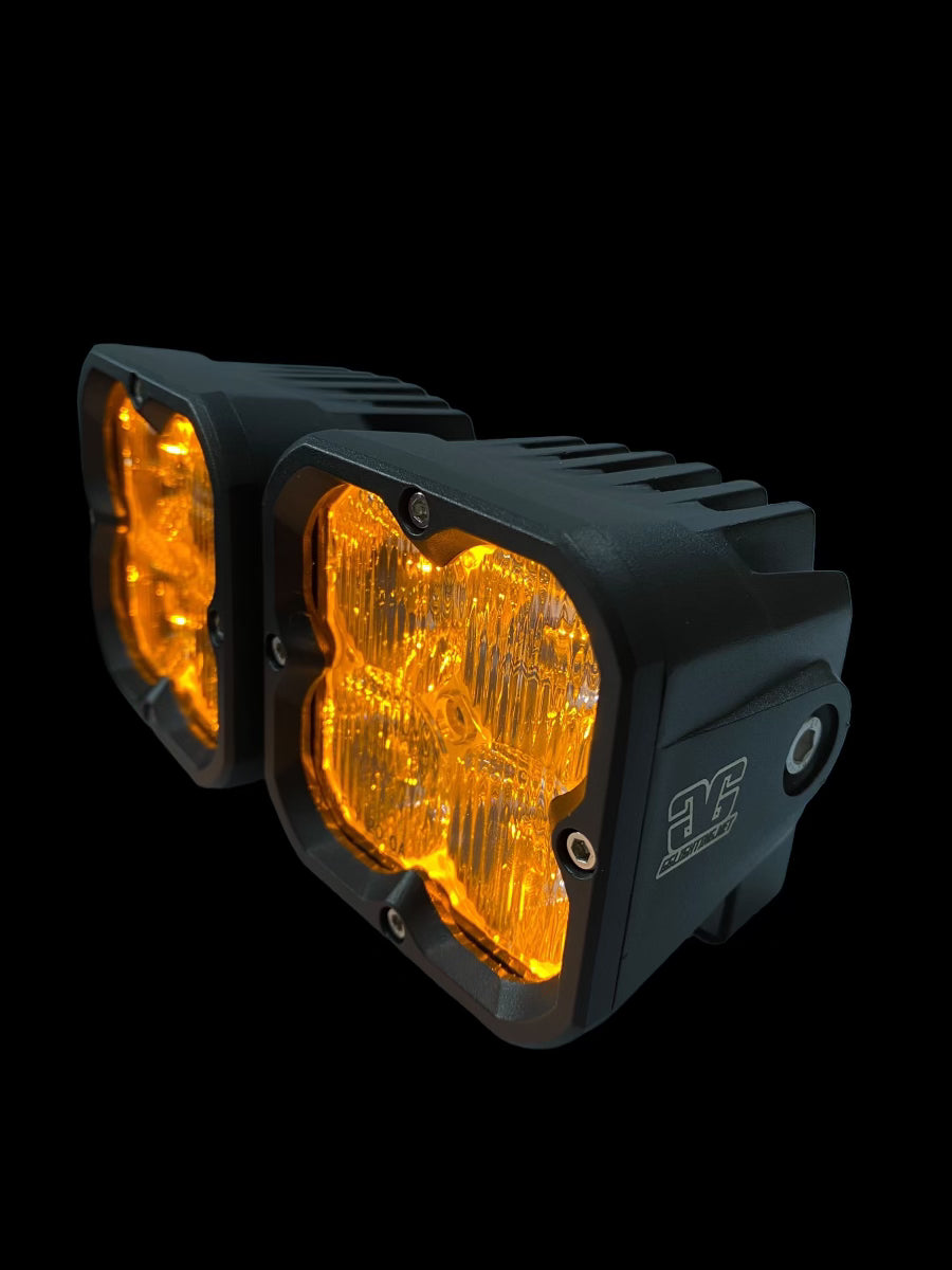 White Light Amber Backlit Race Series Offroad LED Pod Pair With Harness GG Lighting