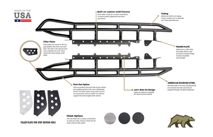 Cali Raised LED Trail Edition Bolt On Rock Sliders 2003-2009 Toyota 4Runner