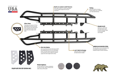 Cali Raised LED Trail Edition Bolt On Rock Sliders 2010-2022 Toyota 4Runner