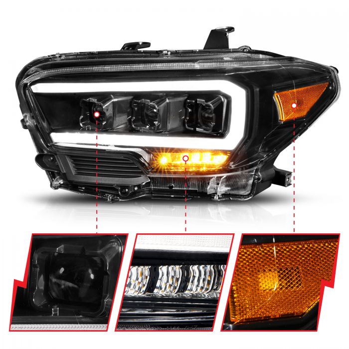 Full LED Projector Black Headlights Toyota Tacoma 2016-2022 - Mid-Atlantic Off-Roading