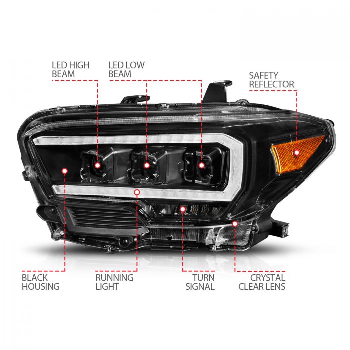 Full LED Projector Black Headlights Toyota Tacoma 2016-2022 - Mid-Atlantic Off-Roading