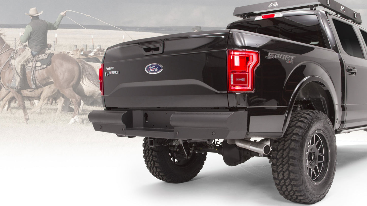 Fab Fours Black Steel Elite Rear Bumper Ford F150 2015-2020 - Mid-Atlantic Off-Roading