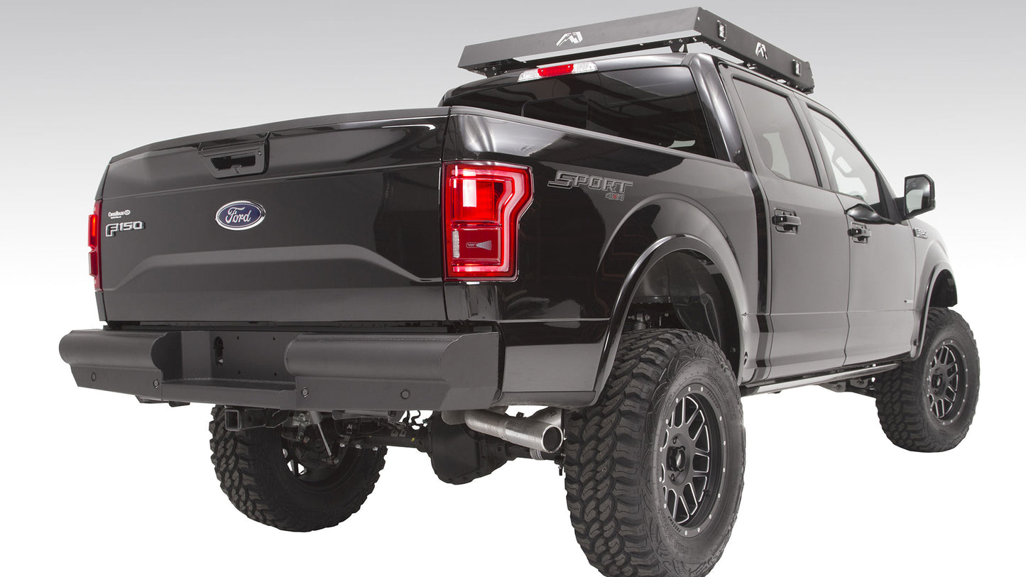 Fab Fours Black Steel Elite Rear Bumper Ford F150 2015-2020 - Mid-Atlantic Off-Roading