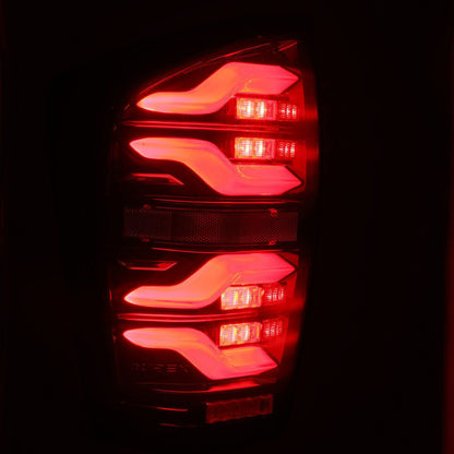 Alpharex LUXX-Series LED Tail Lights Black-Red 16-22 Toyota Tacoma