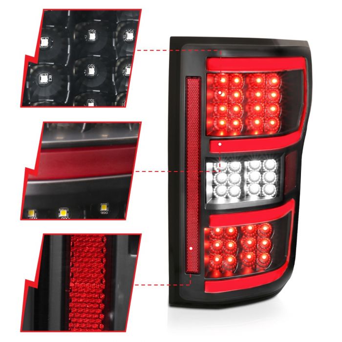 Anzo Full LED Taillights with Black Housing Ford F150 2018-2020 - Mid-Atlantic Off-Roading